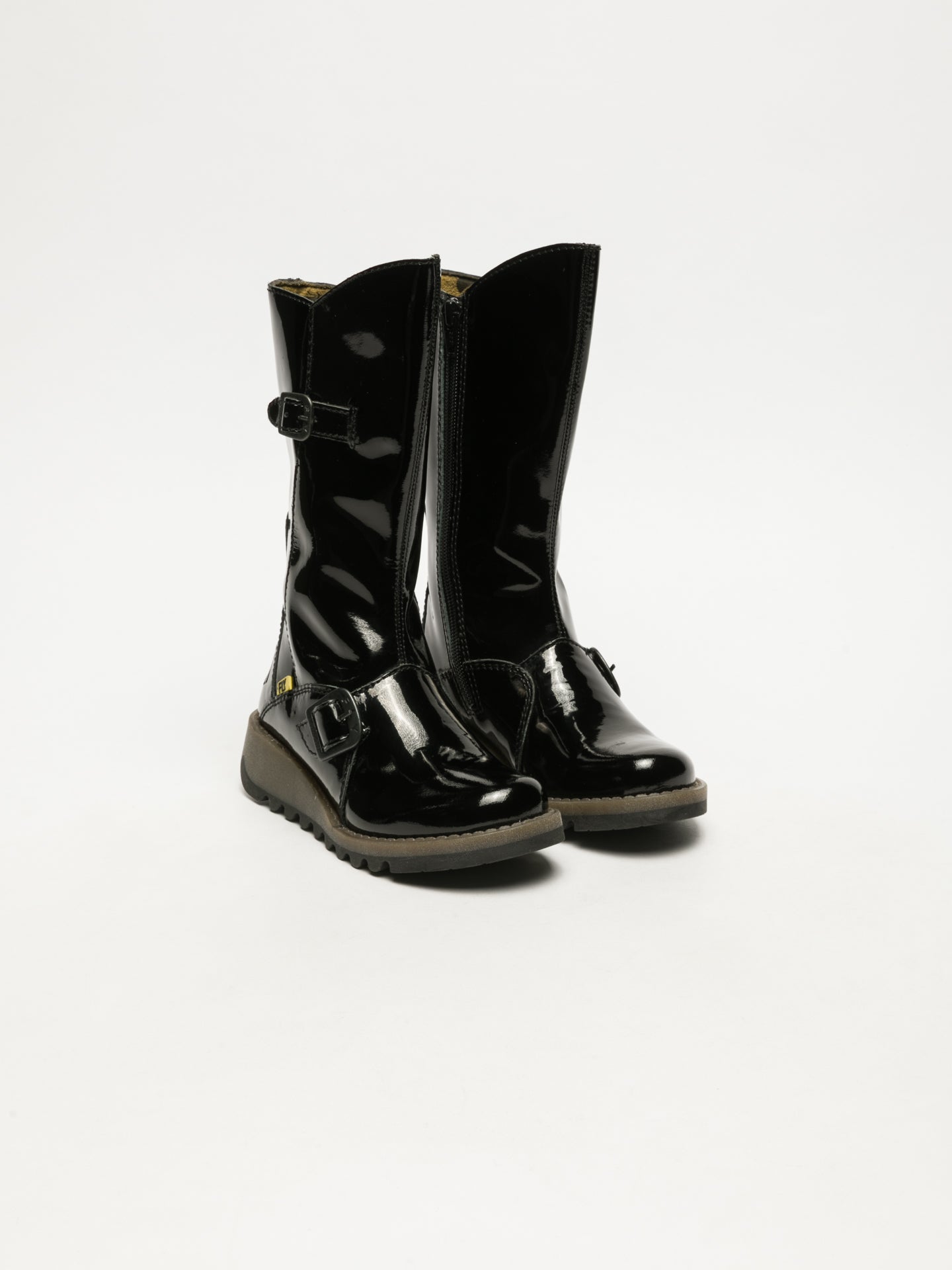 Fly London Coal Black Buckle Boots